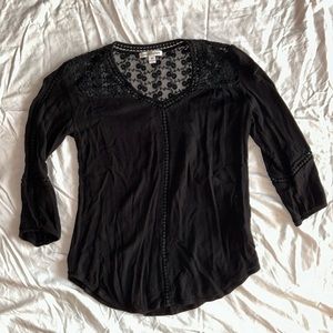Black 3/4 Sleeve Lace Top Blouse - JohnPaulRichard - Women’s XS
